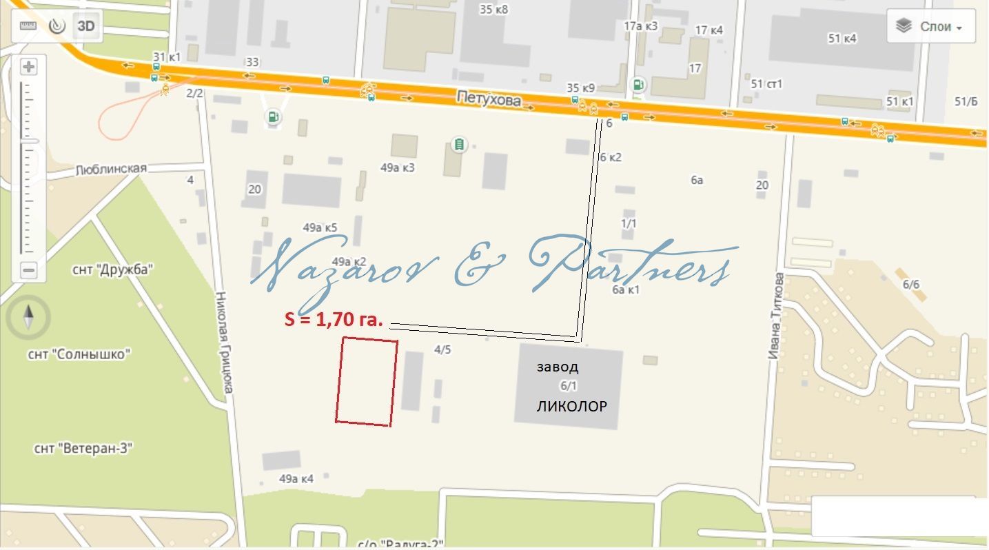Продажа участка 1,7 га на ул Петухова для строительства склада, логистического комплекса, производства. 