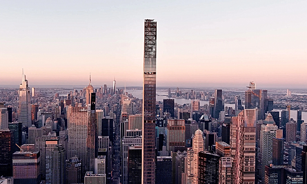 111 West 57th Street. элегантная новая башня Нью-Йорка - самый тонкий небоскрёб в Мире